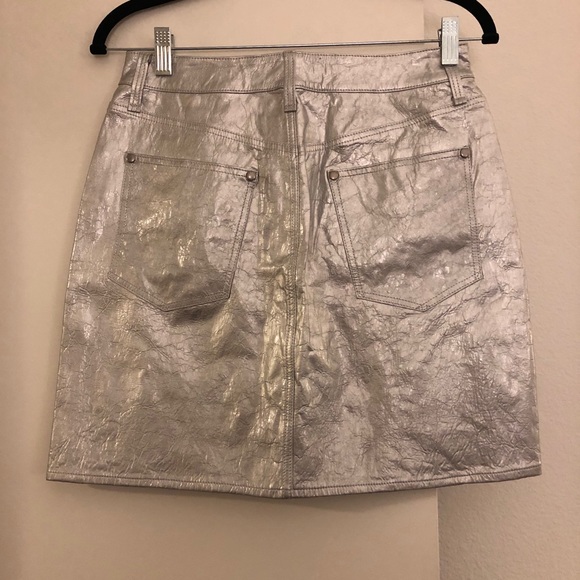 Rag & Bone Moss Leather Skirt in Metallic Silver - Picture 14 of 16